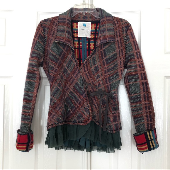 Anthropologie Other - Anthro Sparrow Cascading Tulle Plaid Knit Jacket
